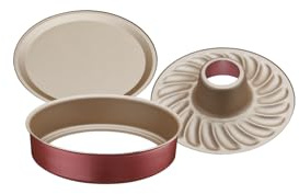 Tramontina Brasil - Stampo per torte con fondo piatto e tubolare, diametro 26 cm, antiaderente, doratura uniforme