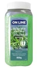 On Line Bain de pieds aux herbes 800 g - Sel de bain de pieds à la vitamine E et aux huiles essentielles de pin, lavande et romarin