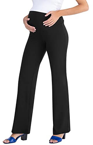 MAMAJEANS Cinzia - Pantalone Premaman Relax, Ultra Comodo, Elegante per Ogni Occasione, Un Vero Jolly per La Gravidanza - Made in Italy (XL, Viscose-Nero)