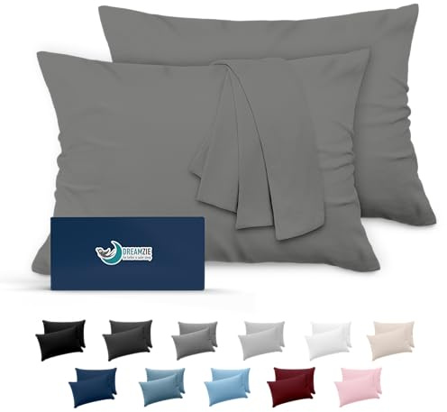 Dreamzie Fundas de Almohada (Juego de 2) - para Las Almohadas 40 x 70 cm, Gris Antracita, Microfibra (100% Poliéster) - Fundas de Cojines de Calidad con una Suavidad Incomparable