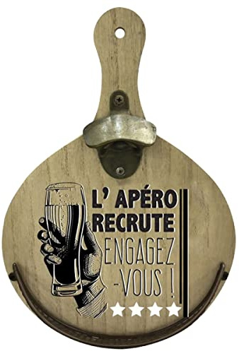 Enesco Planche en Bois DECAPSULEUR APERO RECRUTE ENGAGEZ Vous