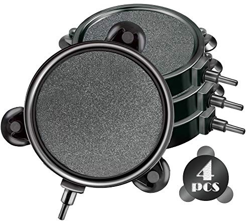 4 Pieces 4 Inch Air Stone Disc Bubbler Diffuser with 12 Pieces Suction Cups for Aquarium Hydroponics Fish Tank Air Pump Round Aquarium Air Stone Kit