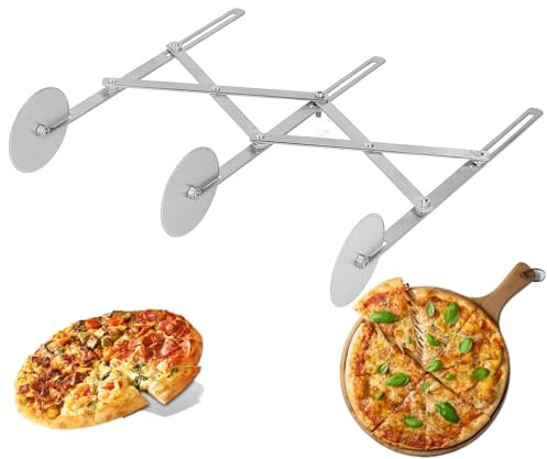 Agatige Stainless Steel Pizza Cutter, 3 Wheel Pastry Cutter Dough Cutter Divider Pastry Knife Baking Cutter Adjustable Width for Kitchen Baking, Pastry, Bread