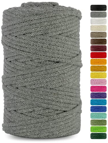 Netuno 1x Flechtkordel 5mm Dunkelgrau 100m für DIY-Deko & Blumenampeln | Kordel mit Naturkern · weich & hautfreundlich – für Handtaschen, Schlüsselanhänger, Untersetzer & Schmuck