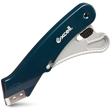 Excell - Coltello multiuso retrattile ACTION-9 per impieghi gravosi con design con blocco di sicurezza per l'apertura di scatole e cartoni, taglierino con lame extra da 3 pezzi