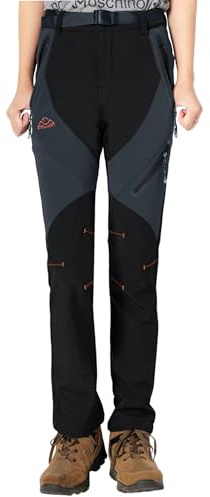 YSENTO Damen Outdoor Wanderhose Wasserdicht Softshellhose Fleece Gefüttert Warm Winter Trekkinghose Skihose