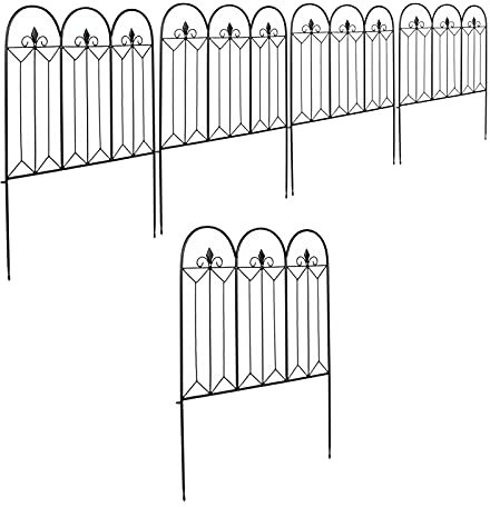 5Pcs Clôture de Jardin en Métal, Panneaux de clôture de jardin décoratifs Clôture Décorative Métal pour Jardin Motif Paysage et Barrière pour chiens parterres de fleurs arbres clôture de bordure