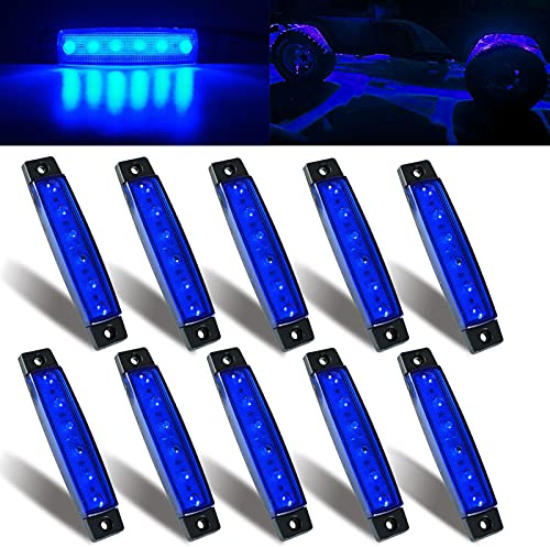 MUSTACT 10pcs Feux de Gabarit LED Latéraux Eclairage LED Arrière Avant Indicateur de Position en Lumière 24V lumières de roche menées Universel pour Remorque Car Van Bus (bleu)
