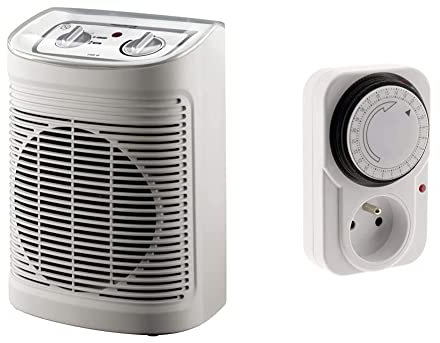 Rowenta Radiateur et Ventilateur Soufflant Instant Comfort Aqua Chauffage d’Appoint Salle de Bain Ventilation Chaud Froid 2 Vitesses & Zenitech Programmateur- journalier mécanique inter.Voyant - 3680W