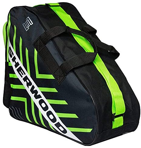Sherwood Schlittschuhtasche, Inliner-Tasche für Erwachsene und Kinder, Eishockey-Bag, ideal für Rollschuhe und Eislaufschuhe (Greenline)