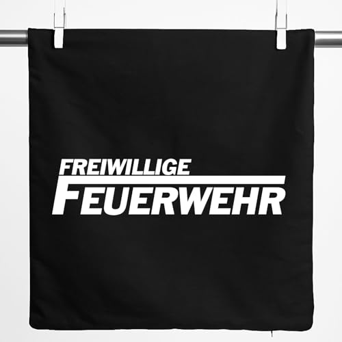 Huuraa Kissenbezug Freiwillige Feuerwehr 40x40cm Black Baumwolle Dekokissenbezug Geschenkidee