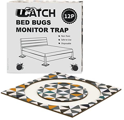 UCatch Trappola per cimici da letto per gambe del letto, confezione da 12, ecologica, sicura e affidabile, intercettore di cimici da letto, adesivo per la casa, blocco degli insetti, monitor e