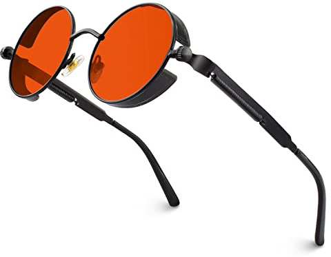 CGID Sonnenbrille Herren Rund Polarisiert Retro Steampunk Runde Metallrahmen Damen Brille mit UV400-Schutz