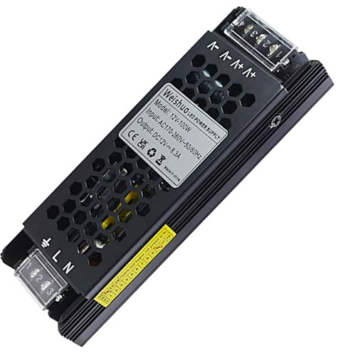 LED Trafo 12V 100W Konstante Spannung LED Trasformatore AC 220/230V auf DC 12 Volt 8.3 Ampere Schlankes Netzteil für LED-Streifen und LED-Innenleuchten