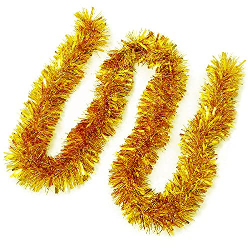JSRHEEM 3 Stücke Weihnachtsgirlande, 2M Weihnachten Lametta Girlande,Metallic Garland Glitzernde Hängende Dekoration für Weihnachtsbaum Kranz Hochzeit Party Gold