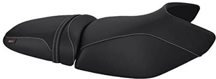 Moto Discovery Funda de Asiento Compatible con BMW R1150R Rockster 2003-2005 Color Negro con Costuras en Gris Claro