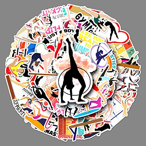 LYLSDSB Gymnastics Stickers 50Pcs Waterproof Aesthetic Motivational Stickers for Water Bottle Bumper Scrapbook Laptop Skateboard Computer Bicycle Car,Vinyl Gymnast Sports Sticker for Teens Adults