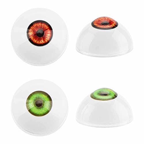 PH PandaHall 2 Paare Halloween Realistische Augen 32mm Grün Orange Bastelaugen Plastik Augäpfel Menschliche Augen Für DIY Puppe Plüsch Halloween Heimwerker Schmuck Handwerk Party Dekor Kostümdekor