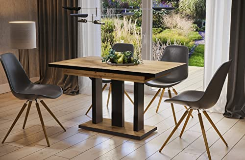 Endo-Moebel Esstisch Appia 130cm - 210cm erweiterbar ausziehbar Synchronauszug Säulentisch Küchentisch Spezial (Artisan Eiche)