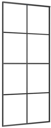vidaXL Schiebetür Schwarz 90x205 cm ESG-Glas und Aluminium