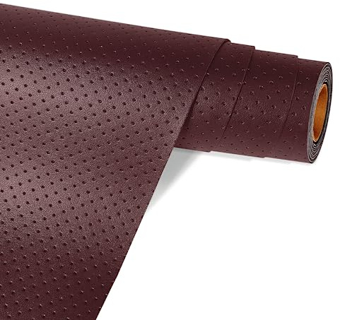 Bocguy Kunstleder selbstklebend mit Poren-Struktur, Lederflicken selbstklebend, Leder Reparatur Set Kunstleder Reparaturset für Autositze Bürostuhl Sofa, Braun, 40 X 150 cm