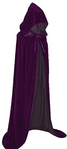 GizellMG Cape Longue médiévale à Capuche pour Enfants Cape en Velours Fille Garçon 100CM Capes à Capuchon de Halloween Noël pour déguisement Princesse/Diable/Magicien Violette