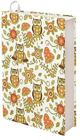 Kuiaobaty Eulen Pilze Buchhülle für Roman, Kinderbuch, dehnbarer Stoffschutz für Bücher, Vögel, Blumenmuster, Notizblock-Organizer