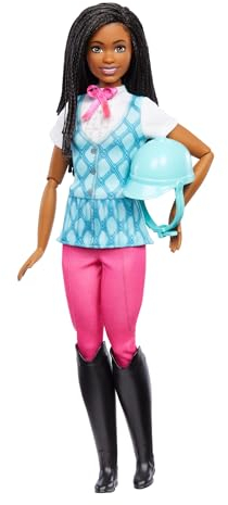Barbie Puppe Brooklyn“ und Zubehör von Barbie Mysteries: Das geheimnisvolle Pferdeabenteuer“, inklusive Modepuppe, abnehmbarem Reitoutfit und Helm, HXJ39