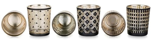 Romadedi Teelichthalter Windlicht Glas Deko: 6er Set Modern Kerzenhalter Kerzenglas für Teelicht Stumpenkerzen Teelichtgläser für Tischdeko Wohnzimmer Zimmer Deco Home Schlafzimmer Dekoration,S