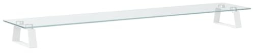 vidaXL Monitorständer Weiß 100x20x8 cm Hartglas und Metall