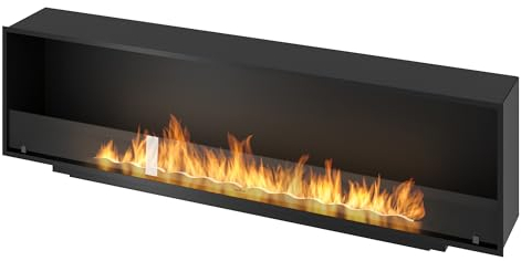 OutInFire Bioethanol-Kamin zum Einbau, aus Edelstahl, schmal, 200 cm