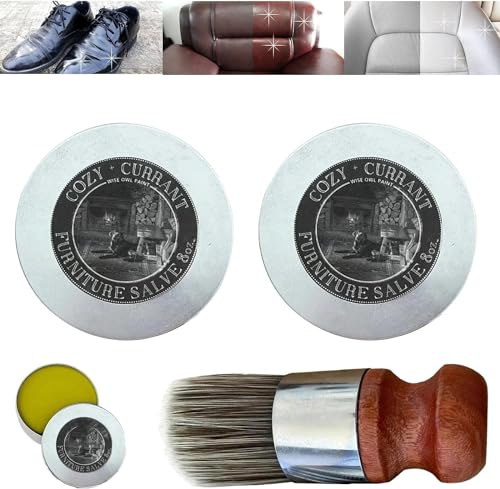 Pelinuar WiseOwl Möbelsalbe für Leder, Ledersalbe für Möbel, Ledermöbelsalbe und Bürste, Möbelsalbebürste, Möbelsalbe/Ledersalbe mit Wildschweinborstenbürste für Zuhause (2 Stück)