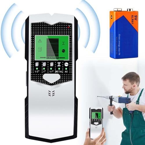 Leitungssucher Ortungsgerät: 5-in-1 Wandscanner Detektor Multifunktionaler Stud Finder mit LCD-Display&Alarm Metalldetektor Leitungssucher AC-Stromleitung zum Auffinden Stromleitungen Holzbalken