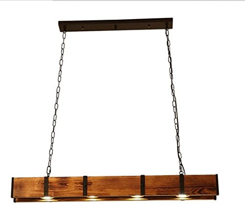 LUOYAOB Modern Pendelleuchte 4 Licht Rechteckig Holz Kronleuchter Rustikale Bauernhaus LED-Pendelleuchte Hängelampe for Kücheninsel Restaurant Billardtisch Bar Büro Downlights