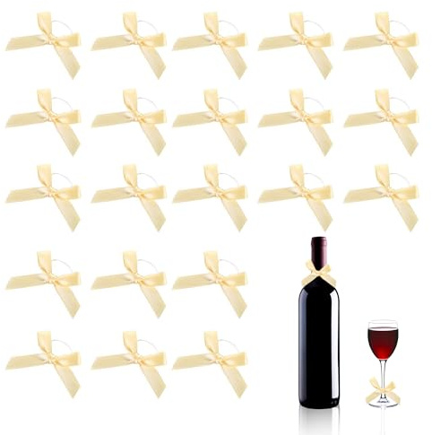 YJFY 100 Stück Schleife mit Gummiband Schleifen zum Basteln Bowknot Minischleifen Satinbandschleifen Satinschleifen mit Gummibändern für Hochzeiten, handgefertigte Produkte Crafting (Champagne)
