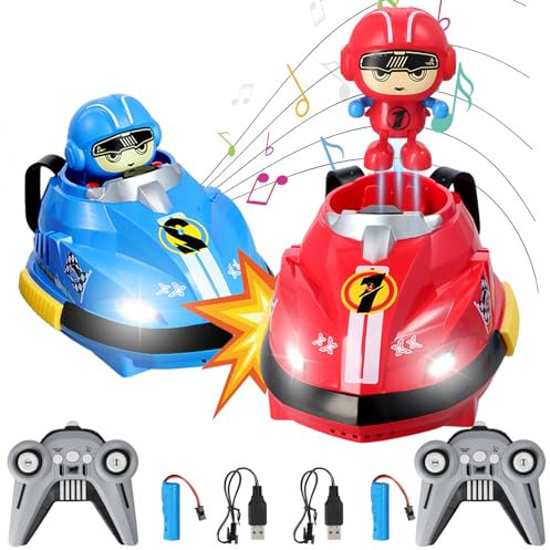 Litinliv Set de 2 Voiture Télécommandée, Bumper Cars RC avec Robots Éjectables, LED et Batterie Rechargeable, Jouet Interactif pour Enfants Garçons et Filles, Cadeau pour 4 5 6 7 8 9 10 Ans