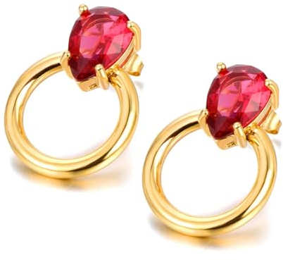 Ohrringe Ohrstecker Ohrclip Damen Frauen S925 Hoop Ohrringe Mode Accessoires Wassertropfen-Ohrstecker E23060G-Rot