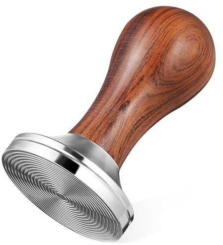Cabilock Coffee Tamper 53mm Espresso Hand Tamper with Spring Loaded Wood Tamper Tool Hand Press Tamper Espresso Press Tool Metal Tamper Espresso Accessories