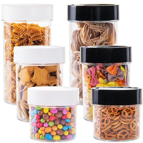 KONZEPT Vorratsdosen mit Deckel luftdicht, 6er Set Vorratsbehälter 1200 ml, Schüttdosen, ideal für Müsli, Mehl und Cornflakes Aufbewahrung, Schraubverschluss in Weiß