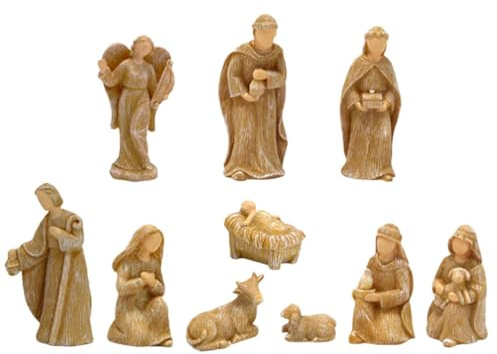 Milisten Krippenfiguren-Set: 10 Stück Harzstatuen Zur Geburt Jesu Krippenstatuen Weihnachtsdekoration Für Zuhause Oder Büro