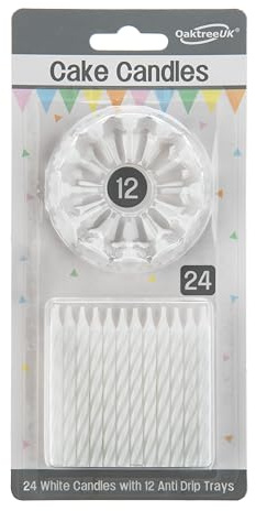 Spiral-Kuchenkerzen weiß 24 Kerzen und 12 Halter
