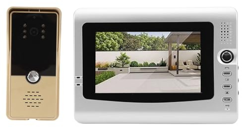 Smart Intercom System, 7 Inch Monitor Video Doorbell with Night Support Remote Unlock Dual Way Intercom with 7 Inch TFT Color Screen for Home for Office Apartment (UK Plug)
