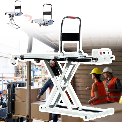 WEIMILOR 300 kg hydraulischer Hubwagen, hydraulischer Hubtischwagen, hydraulische Hebebühne mit großer Kapazität – elektrische Scherenhebebühne mit 43,3 Zoll Hubhöhe und 4 Rädern