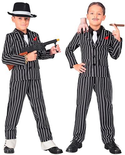 W WIDMANN MILANO Party Fashion - Disfraces Niños gangster, traje a rayas, criminal, jefe de la mafia, disfraces