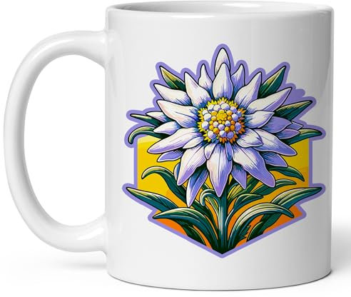 Tazza Da Caffè Edelweiss Flower Alps Tazze Caffè Personalizzato Latte Mug Donne Tazza De Cerámica, Per The E Caffè, Merenda, Bambini, 330ml