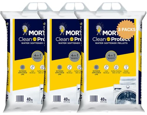 3 Pack Clean and Protect Water Softener Salt Pellets – (40 lb Bags, 120 lbs Total) - Sodium Chloride – Reduces Scale, Softens Hard Water, Appliance Efficiency, Compatible with Water Systems -