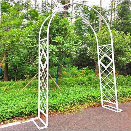 Rankgitter aus Metall, für Kletterpflanzen, stabile Laube für Rosen, Pergolen und Eingänge, starke röhrenförmige Unterstützung, 220 cm Länge, Weiß