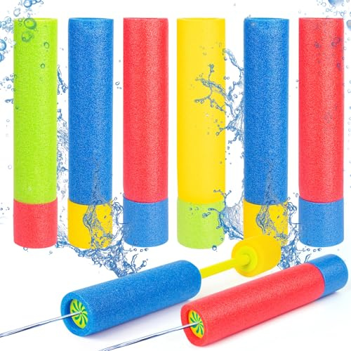 6pcs Foam Water Guns Water Pistols for Kids Water Blaster Shooters Push Pull Type Foam Water Squirter Water Gun Summer Outdoor Beach Pool Water Toys for Kids Toddlers Boys Girls