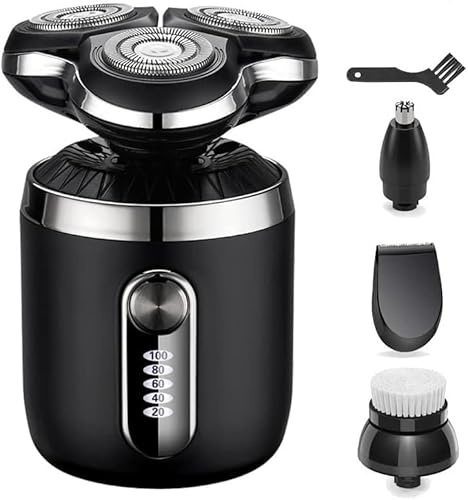 Rasoi da barba, Rasoio elettrico for uomo Wet and Dry, impermeabile, senza fili, rasoio rotante 3D, tagliacapelli ricaricabile tramite USB.