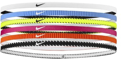 Nike Herren Flex Classic Slim Headbands 6er Pack Stirnbänder Running Fitness Training Sport Haarband Set schmal, Volt/Vivid Pink/White, One Size